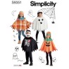 Simplicity Sewing Pattern S9351 Childrens Poncho Costume Hat Face Mask Halloween