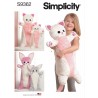 Simplicity Sewing Pattern S9362 Huggable Animal Plush Body Pillows Chihuahua Cat