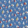 100% Cotton Fabric Makower Nautical Yachts Sailing Boats Ocean Sea