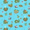 100% Cotton Fabric Makower Nautical Treasure Islands Pirates Map Ocean Sea