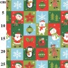 100% Cotton Digital Fabric Rose & Hubble Christmas Squares Check Xmas Festive
