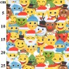100% Cotton Digital Fabric Rose & Hubble Christmas Emoji Faces Xmas Festive