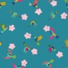 100% Cotton Fabric Lewis & Irene Scattered Hibiscus Hummingbird Floral Flower