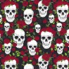 100% Cotton Fabric Nutex Halloween Skull Floral Flower Rose