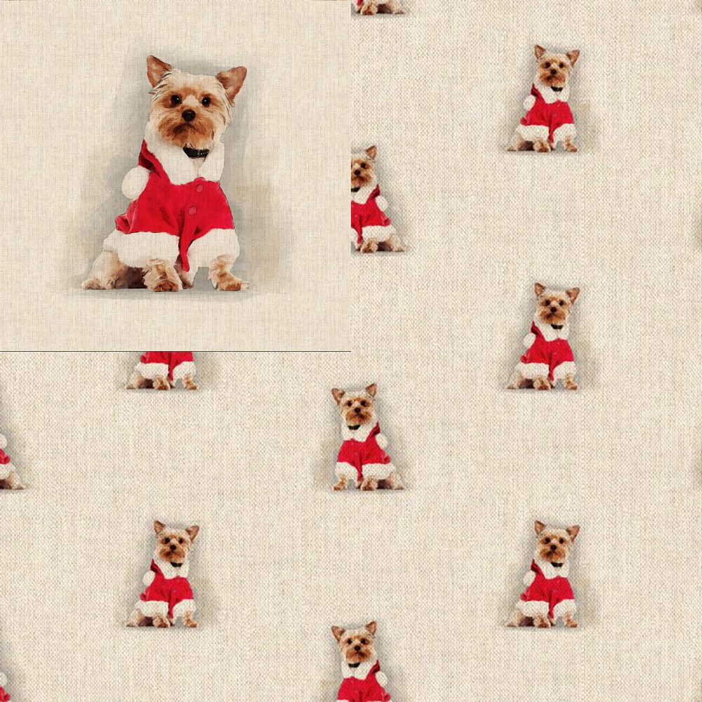 Cotton Rich Linen Look Fabric Golden Retriever Dog Or Panel Upholstery 