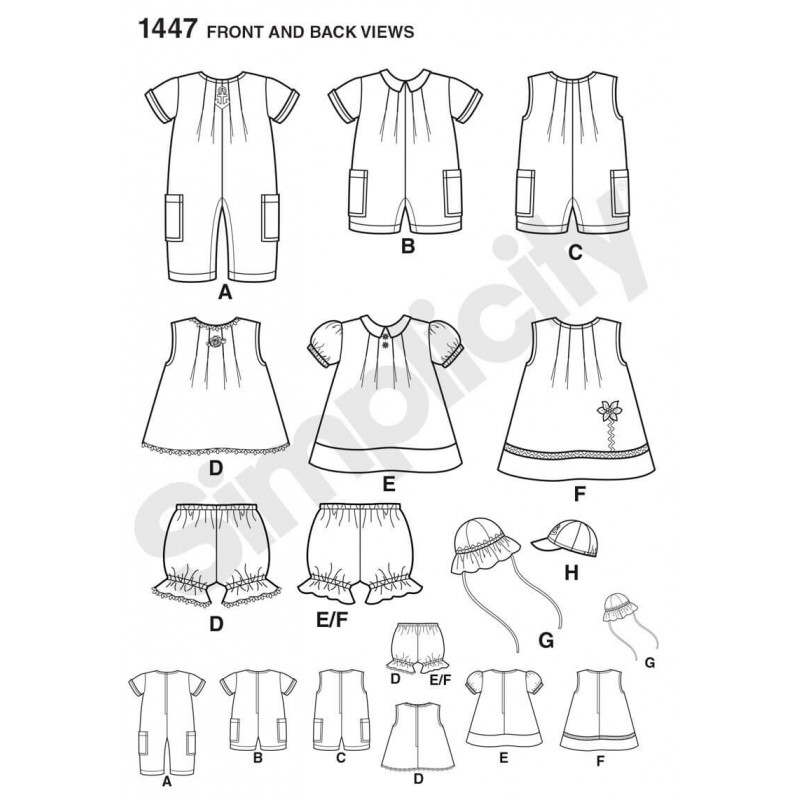 Simplicity Babies' Romper Ect Sewing Pattern 1447