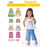 Simplicity Toddlers Dresses, Top, Cropped Pants and Shorts Sewing Pattern 1451