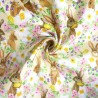 100% Cotton Digital Fabric Little Johnny Bunnies Flowers Easter Rabbits Flower