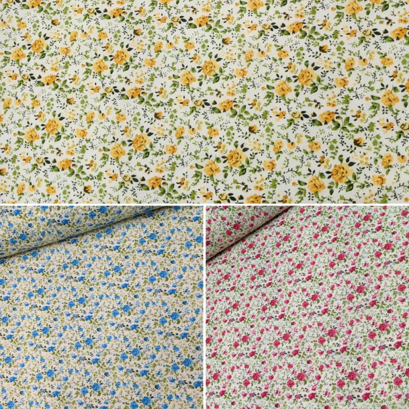 flowers floral roses polycotton fabric