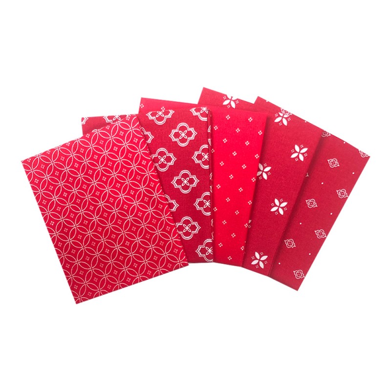 100% Cotton Fabric Fat Quarter Bundle Mosaic Essential Trend Red