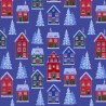 100% Cotton Fabric Lewis & Irene Tomtens Village Christmas Festive Houses Trees