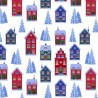 100% Cotton Fabric Lewis & Irene Tomtens Village Christmas Festive Houses Trees