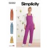 Simplicity Sewing Pattern S9382 Misses' Overalls Shaped Raised Waist Back Ties