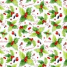 100% Cotton Digital Fabric Christmas Bullfinch Bird Holly 140cm Wide
