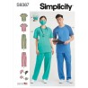 Simplicity Sewing Pattern S9387 Unisex Knit Scrub Tops Trousers Cap Mask