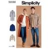 Simplicity Sewing Pattern S9388 Unisex Button Front Jacket, Shirt