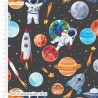100% Cotton Fabric Into the Galaxy Spaceship Rocket Astronaut Planets
