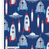 100% Cotton Fabric Into the Galaxy Rockets Rocketship Space Astronauts