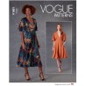 Vogue Sewing Pattern V1801 Misses' Dress Loose Fitting Deep V-neck Bodice Pleats