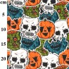 100% Cotton Digital Fabric Rose & Hubble Halloween Skull Pumpkins Bats Monsters