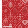 100% Cotton Fabric Stuart Hillard Christmas Stitch Look Scandi Red