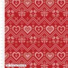 100% Cotton Fabric Stuart Hillard Christmas Zig Zag Hearts Red