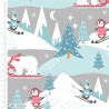 100% Cotton Fabric Christmas Polar Pals Ski Fun