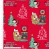 100% Cotton Fabric Snoopy Christmas Peanuts Chestnuts By The Fire
