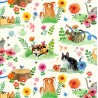 100% Cotton Fabric Dear Stella Grumpy Kitties Cats Cat Animals Garden Flowers