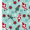 100% Cotton Fabric Christmas Gnome Santa & Elves