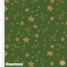 100% Cotton Fabric Christmas Poinsettia Sprigs Green Metallic