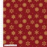 100% Cotton Fabric Christmas Snowflakes Red Metallic