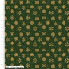 100% Cotton Fabric Christmas Snowflakes Green Metallic