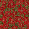 100% Cotton Fabric Rose & Hubble Christmas Traditional Poinsettia 135cm Wide