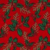 100% Cotton Fabric Rose & Hubble Christmas Bunched Holly Leaves Berry 135cm Wide