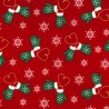 100% Cotton Fabric Rose & Hubble Christmas Mittens Hearts Snowflakes 135cm Wide