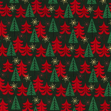 100% Cotton Fabric Rose & Hubble Christmas Tree Wonderland Xmas 135cm Wide