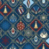 100% Cotton Fabric Contemporary Christmas Xmas Retro Baubles Festive 145cm Wide