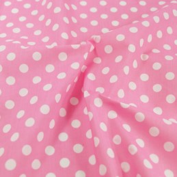 Pink Polycotton Fabric 10mm Polka Dots Spots Spotty