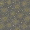 100% Cotton Fabric Lewis & Irene Gold Metallic Starburst Stars Star Fireworks