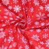 Polycotton Fabric Christmas Falling Snowflakes Xmas Festive
