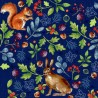 100% Cotton Fabric Nutex Woodland Animals Rabbit Hare Squirrel Leaves Autumn