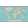 100% Cotton Fabric Makower Around the World Map Learning Panel