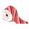 Eleganza Ribbon Wired Edge Christmas Candy Cane Glitter Stripe 63mm