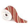 Eleganza Ribbon Wired Edge Christmas Hessian Candy Cane Glitter Stripe 63mm