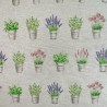 Cotton Rich Linen Look Digital Fabric Flower Pots Lavender Plants Gardening