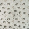 Cotton Rich Linen Look Digital Fabric Sketched Look Hedgehogs Leaves Animals