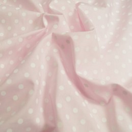 Pink Polycotton Fabric 5mm Pastel Polka Dots Spots Spotty 