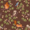 100% Cotton Fabric Lewis & Irene Evergreen Pine cone Branches Squirrel Autumnal