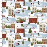 100% Cotton Fabric 3 Wishes Christmas Skating Village Xmas Festive Winter Snow